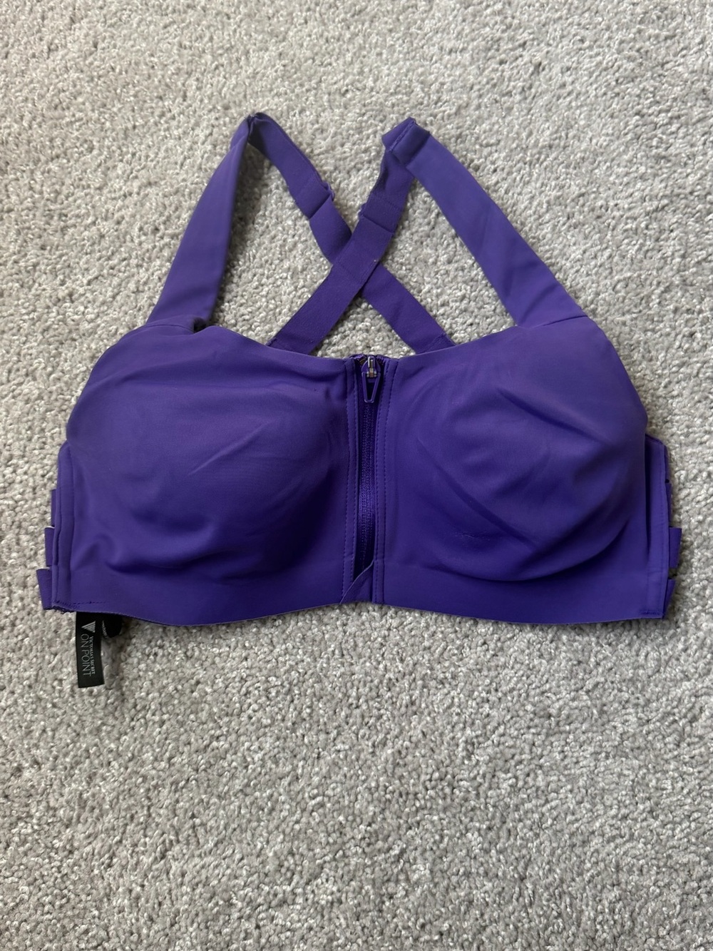 PINK Victoria's Secret Purple Front-Zip Crossback Sports Bra